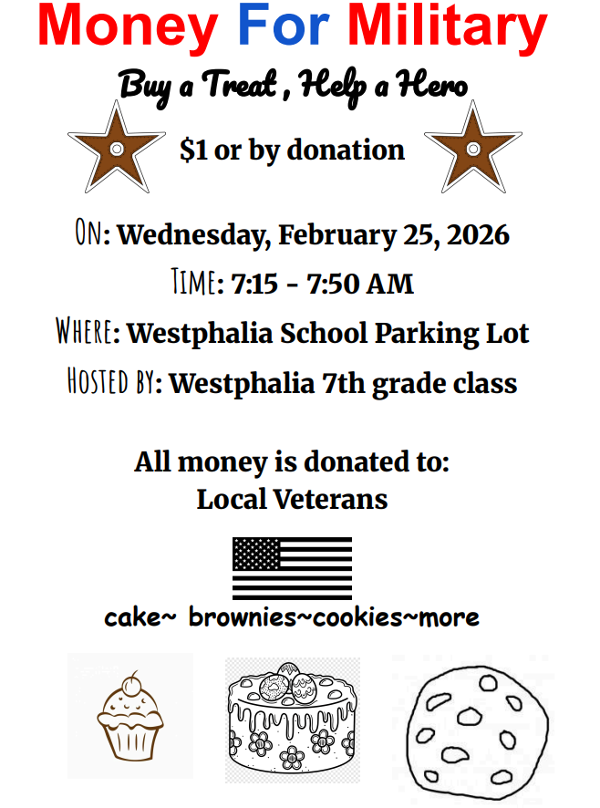 Bake sale flyer to support military veterans