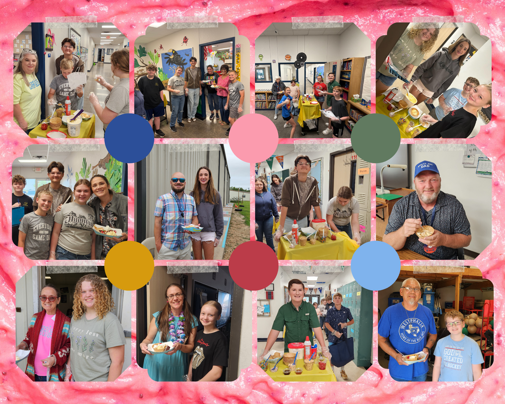 Pictures of students serving ice cream to teachers