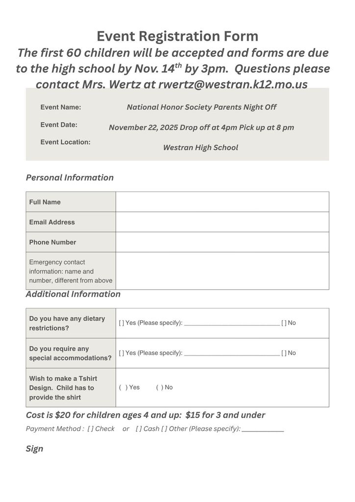 Registration form 