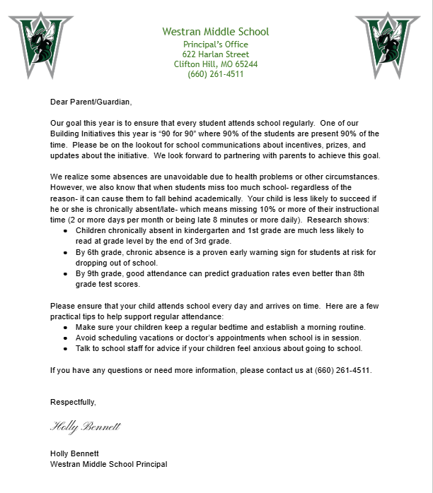 90 for 90 Parent Letter
