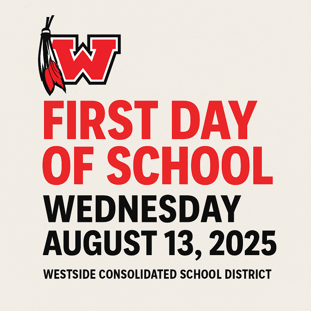 📣 Westside Schools Reminder: The first day of school is Wednesday, August 13, 2025! 🎒 Please check your child’s transportation info and make sure supplies are ready. We can’t wait to welcome your student back! ❤️