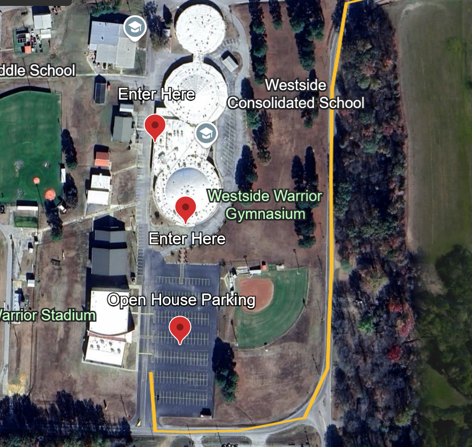 Follow Yellow Route to Open House Parking