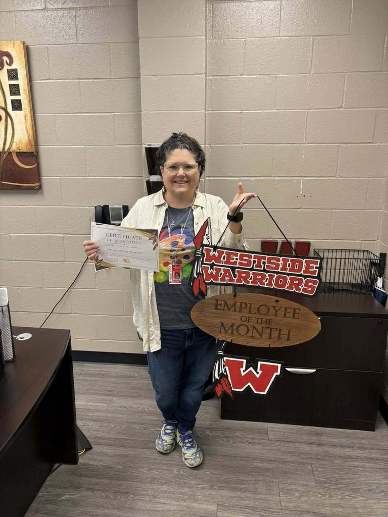 Westside Middle School Employees of the Month for August Licensed-Mandi Gipson Classified-Shannon Davis Thank you for all you do!!