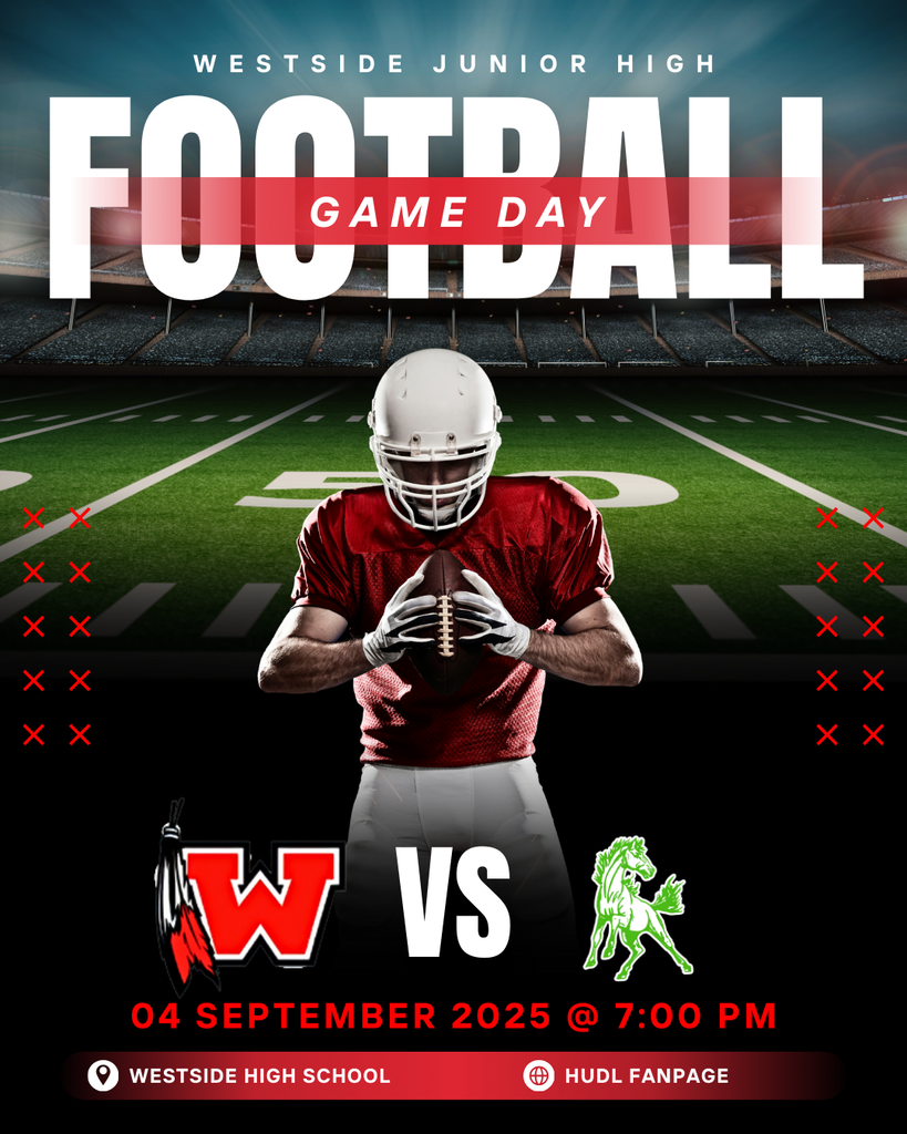 🏈Junior High GAMEDAY! 🏈 Our Warrior Junior High football team takes on the Hoxie Mustangs tonight! Come out and cheer on our Warriors as they hit the field. ❤️🤍 Can’t make it to the game? Watch the action on our Hudl Fan Page: https://fan.hudl.com/usa/ar/jonesboro/organization/19460/westside-high-school