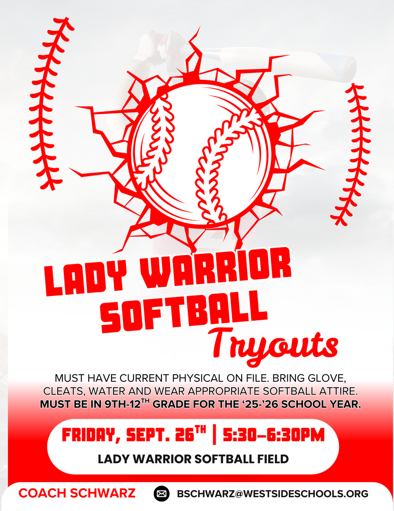 Lady Warrior Softball Tryouts Sept. 26th @ Warrior Softball Field