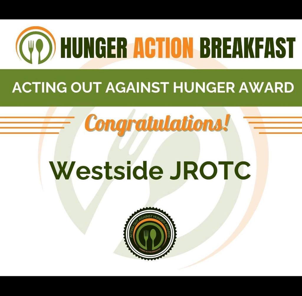 Westside AFJROTC continues to inspire through their commitment to service. Honored with the Acting Out Against Hunger Award and nominated by the Food Bank of Northeast Arkansas, these cadets are making a powerful impact in the fight against hunger.  Their dedication reminds us all of the importance of giving back and lifting up our community.   Congratulations, Westside AFJROTC — your service shines bright. Warrior Spirit at its finest! ❤️🤍