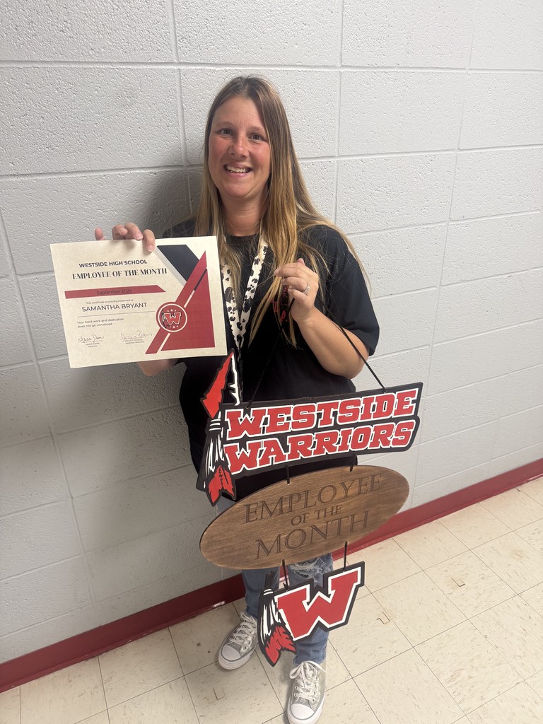 Westside High school employees or the month for September. Licensed Employee- Melissa Cureton Classified Employee- Samantha Bryant