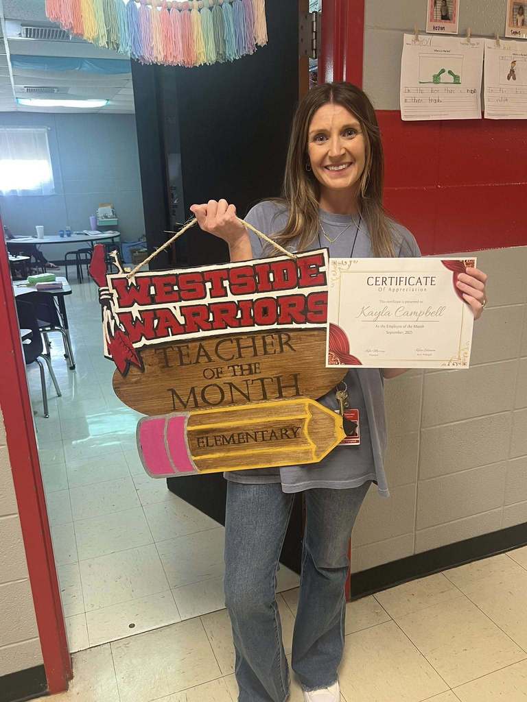 Congratulations to WES September Employees of the Month!! Certified: Kayla Campbell Classified: Janey Baxter