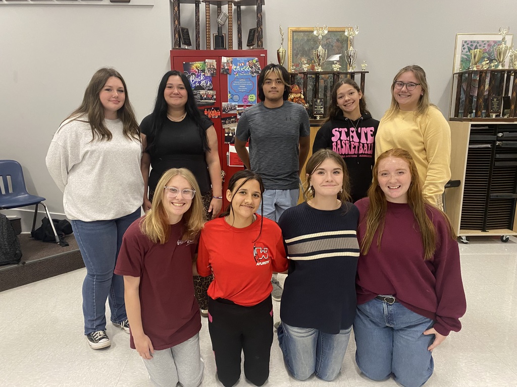 Congratulations to these students for making the S.H. All-Region Choirs! Front row - Sascha Adams - SSA choir, Alto 2, Jaelyn Bennett - Alternate, Sop. 2, Elissa Lesley - SATB choir, Sop. 1, Kelsie Cob -, SSA choir, Alto 2 Back row - Isabella Mitchell - SSA choir, Sop 2, Maci Hardin - SSA choir, Alto 2, Sergio DeJesus West - alternate, Bass 2, Zaleniz Gonzales - alternate, Alto 2, Avah Davis - SATB choir, Sop. 1 These students will participate in the all-region clinic at ASU Fowler Center, on Nov. 1, concluding with a concert for the public at 4:30 p.m. Elissa and Avah have now qualified to audition for All-State in February.