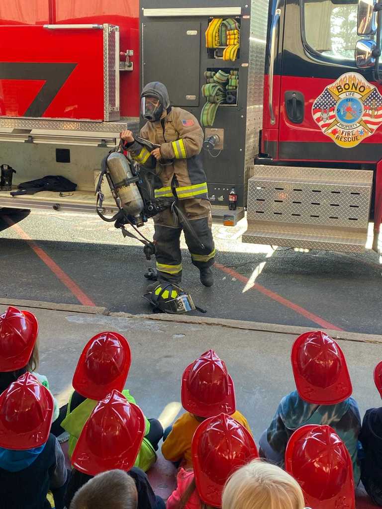 Westside Pre-K enjoyed a visit from the Bono Volunteer Fire Department as part of their Community Helpers unit. Students learned about fire safety and the important role firefighters play in keeping our community safe.  ❤️🤍