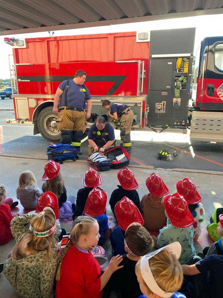 Westside Pre-K enjoyed a visit from the Bono Volunteer Fire Department as part of their Community Helpers unit. Students learned about fire safety and the important role firefighters play in keeping our community safe.  ❤️🤍