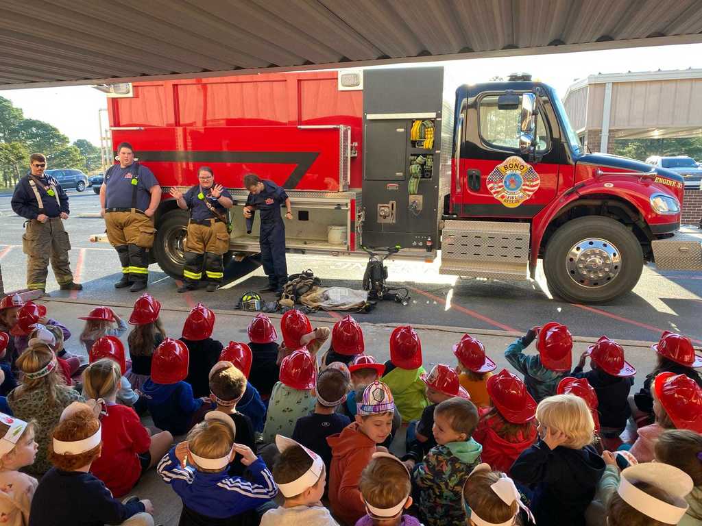 Westside Pre-K enjoyed a visit from the Bono Volunteer Fire Department as part of their Community Helpers unit. Students learned about fire safety and the important role firefighters play in keeping our community safe.  ❤️🤍