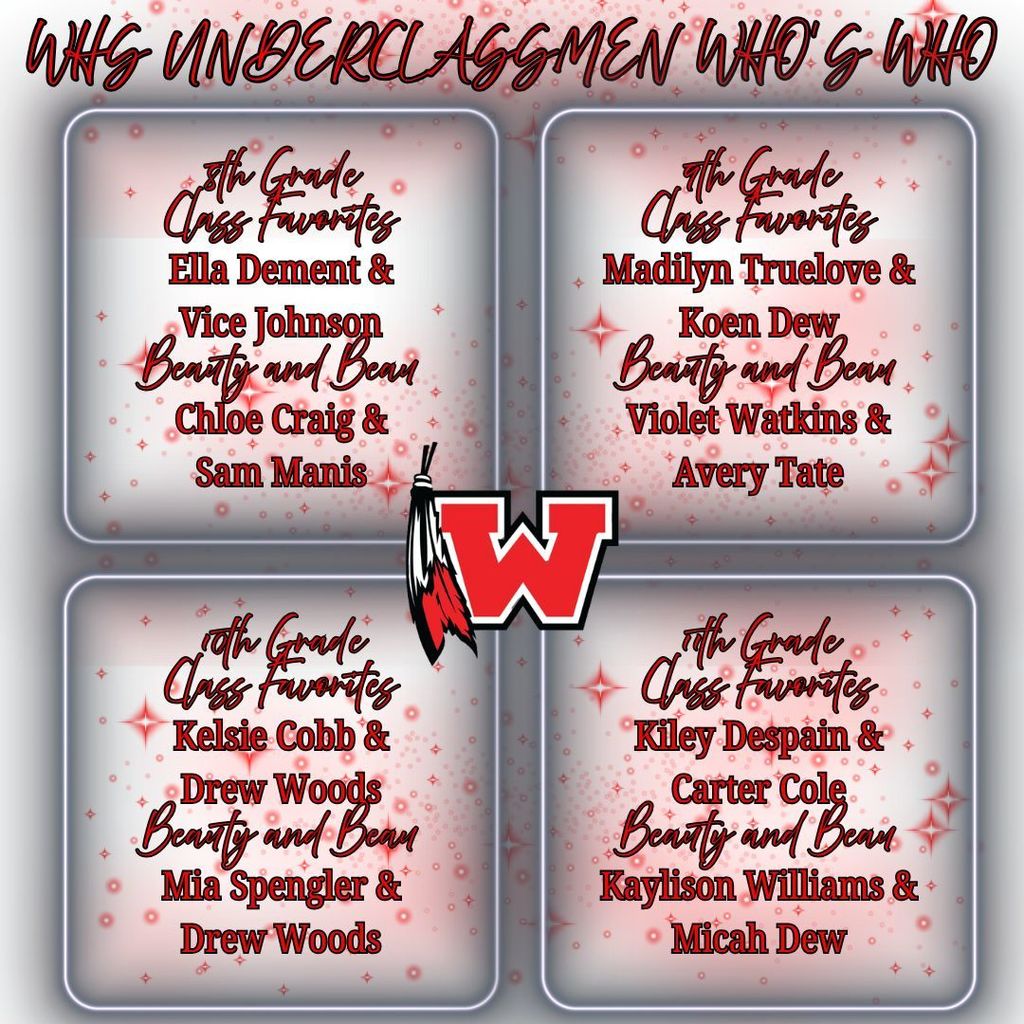 It’s official! 📣 Westside High has spoken — here are your 2025–2026 Who’s Who winners! Congratulations to our amazing underclassmen and seniors who make our school proud.  ❤️🤍