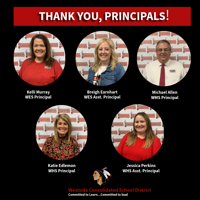 October is National Principals Month and Westside Schools would like to recognize and honor our principals and assistant principals for their leadership, dedication, and impact on our schools and community.   Thank you for all that you do, every single day, to support our students and staff every day!  ❤️🤍