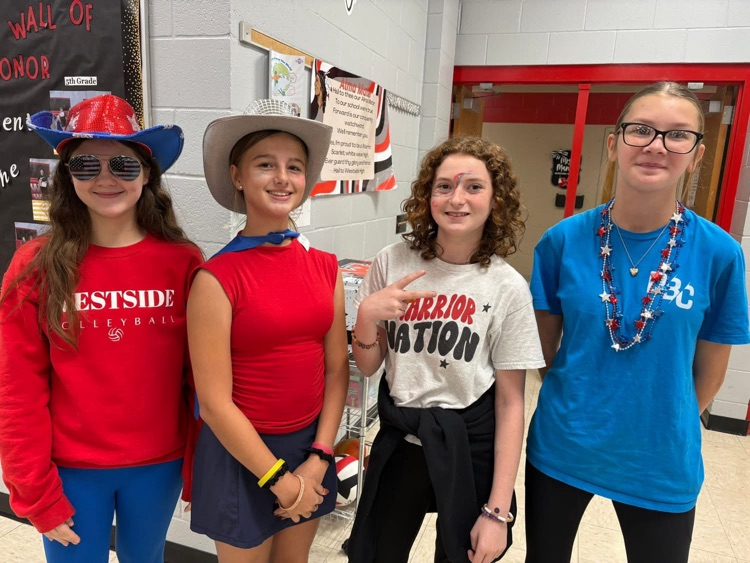 Westside Middle School started off Red Ribbon Week by wearing red, white, and blue!   WMS students are proud to be drug free!