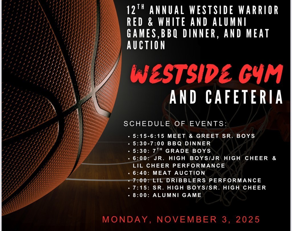 Reminder: WHS Boys Basketball 12th Annual Red & White Game & Alumni Game is Monday, November 3! Games: 5:30–8:30 PM BBQ Meal: 5:30–7:00 PM  Please note: NO PASSES ACCEPTED. Cash only. Come out, enjoy a great night of Warrior basketball and support our program!  ❤️🤍