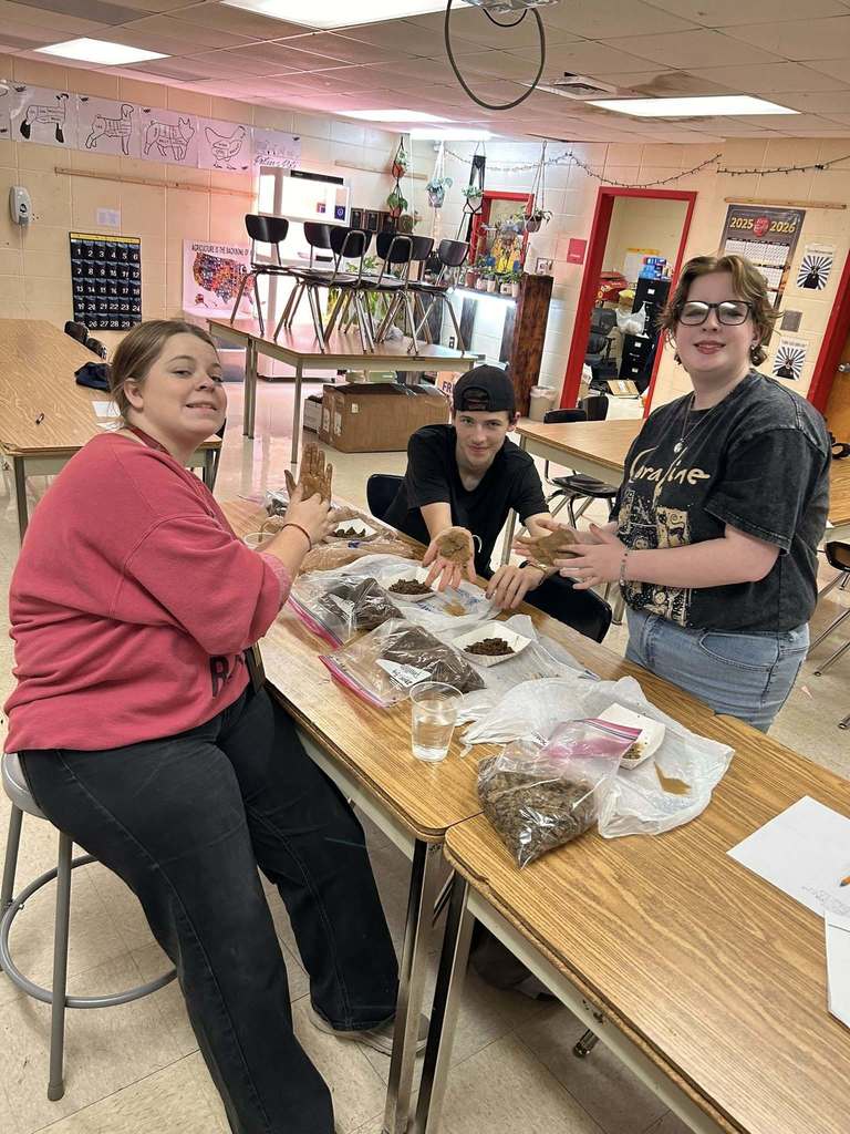 WHS Advanced Plant Science students have been studying soil texture and spent the day collecting soil samples from around campus to bring back to the classroom for testing. They made predictions based on each sample’s appearance, then used the “muddy puddle” test and the “squeeze” test to test their hypotheses.  Next week, they’ll complete the “ribbon” test once the samples have fully dried. It’s awesome to see our students getting their hands dirty while learning about the science of soil!