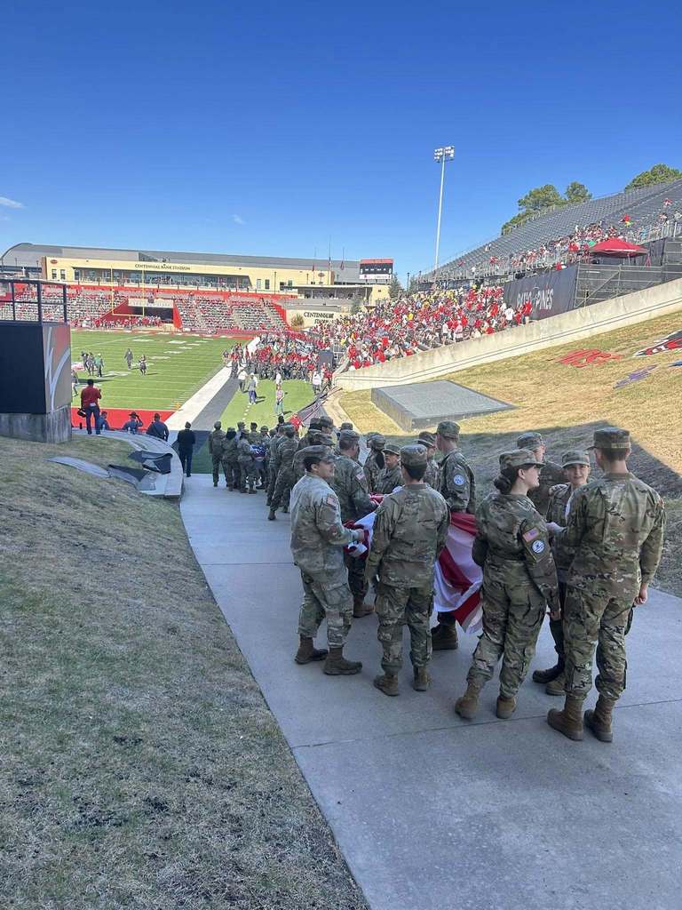 A few of our Warrior AFJROTC cadets joined the Arkansas State Band for their halftime show on Saturday! They did an amazing job and represented Westside with pride — way to go, Warriors!  ❤️🤍