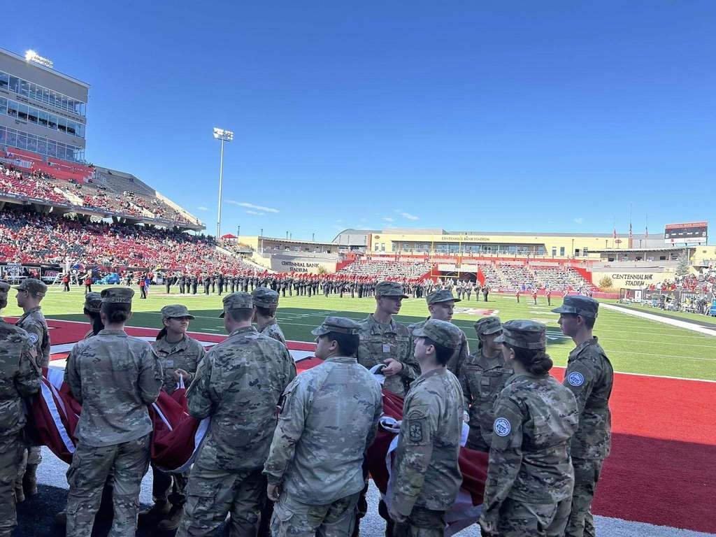 A few of our Warrior AFJROTC cadets joined the Arkansas State Band for their halftime show on Saturday! They did an amazing job and represented Westside with pride — way to go, Warriors!  ❤️🤍