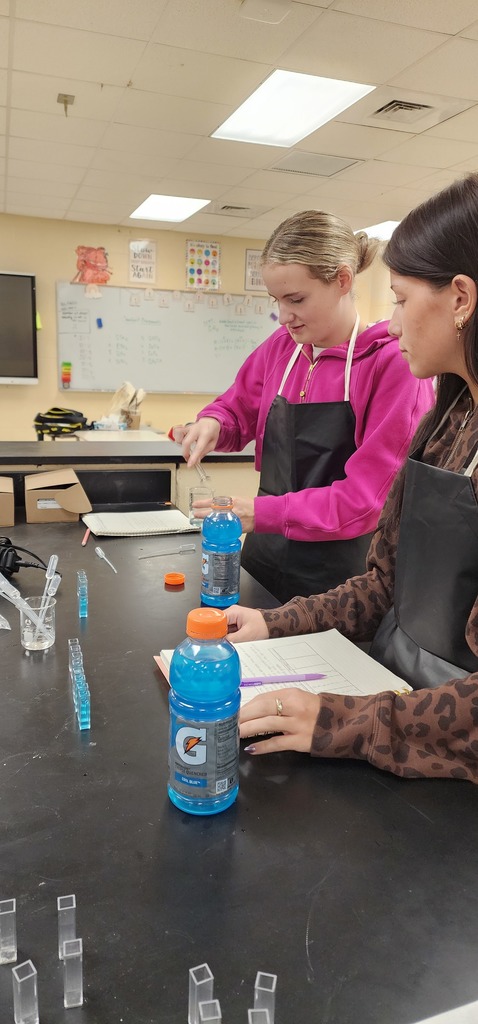 WHS AP Chemistry students put their spectrophotometry skills to the test today! They measured how much light is absorbed by the blue dye in sports drinks and compared Blue Powerade vs. Blue Gatorade. Science + real-world curiosity = a great lab day!