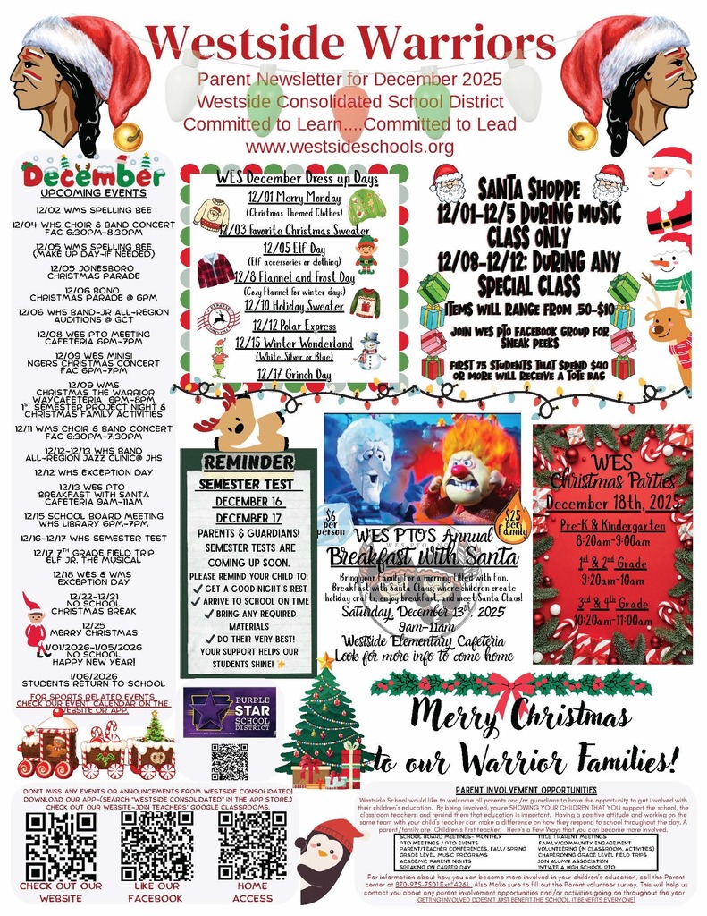 Our December 2025 Parent Newsletter is here!   Check out this month’s edition for important dates, holiday reminders, and upcoming events  from around the district. We appreciate our families and hope you enjoy staying connected!  ❤️🤍