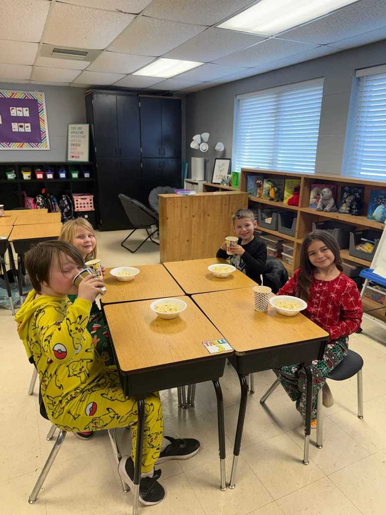 Ms. Copeland’s second grade class had a very special visitor today! Craighead County Deputy Aaron Chadwick stopped by to read The Polar Express for our Polar Express Day. The students were thrilled, and we are so grateful to Deputy Chadwick for making their morning magical!   After the story, the fun continued with a showing of The Polar Express, hot chocolate, popcorn, and—of course—pajama day at WES!  ❤️🤍🙌🙌