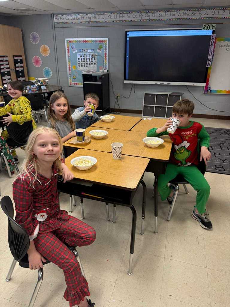 Ms. Copeland’s second grade class had a very special visitor today! Craighead County Deputy Aaron Chadwick stopped by to read The Polar Express for our Polar Express Day. The students were thrilled, and we are so grateful to Deputy Chadwick for making their morning magical!   After the story, the fun continued with a showing of The Polar Express, hot chocolate, popcorn, and—of course—pajama day at WES!  ❤️🤍🙌🙌