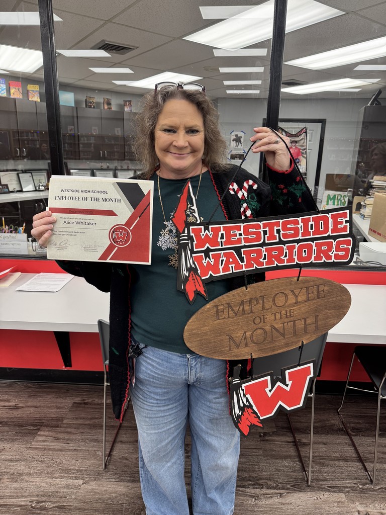 WHS Employees of the month of December!  ❤️🤍 Teacher: Aaron Hall Classified: Alice Whitaker 