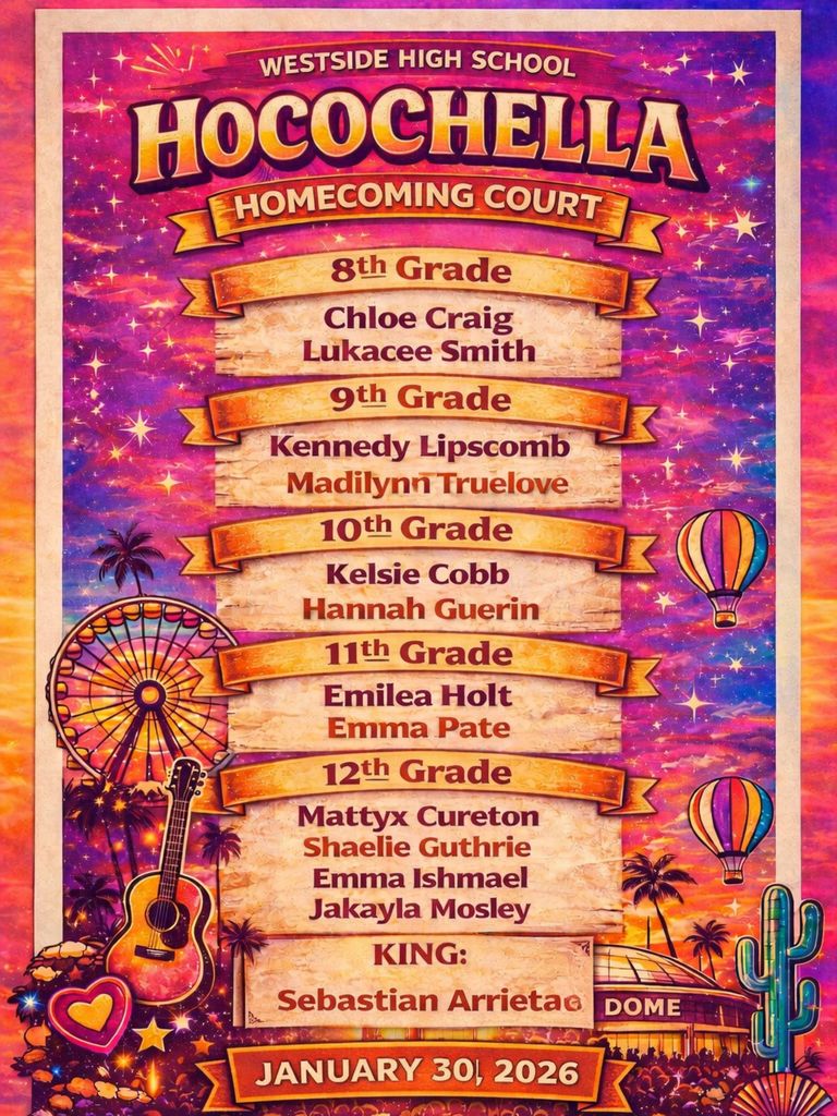 Congratulations to the students selected for the Westside High School Basketball Homecoming Court! We look forward to recognizing them and celebrating school spirit with our community on Friday, January 30.  ❤️🤍