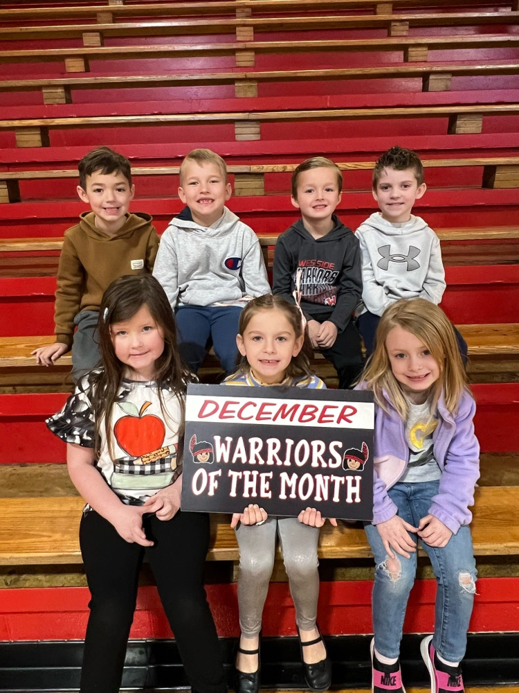 Westside Elementary December Students of the month!   Congratulations, Lil’ Warriors! ❤️🤍