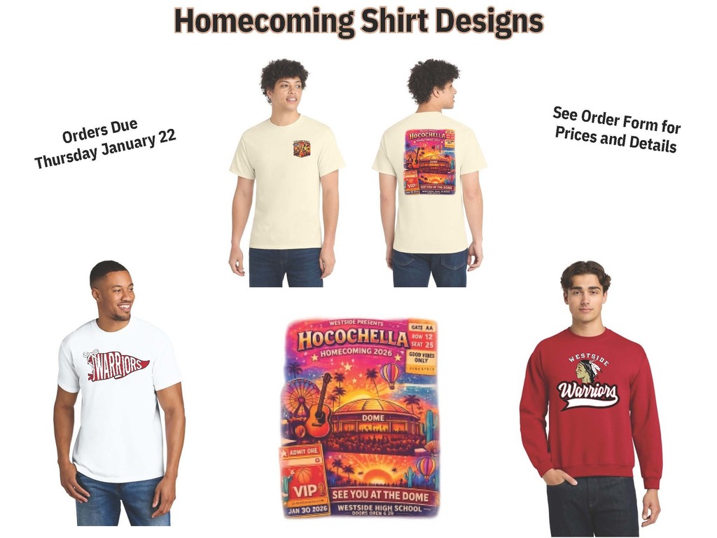 Basketball Homecoming T-shirts are now available to order!  Orders are due Thursday, January 22nd! Shirt design options and the order form are posted below!