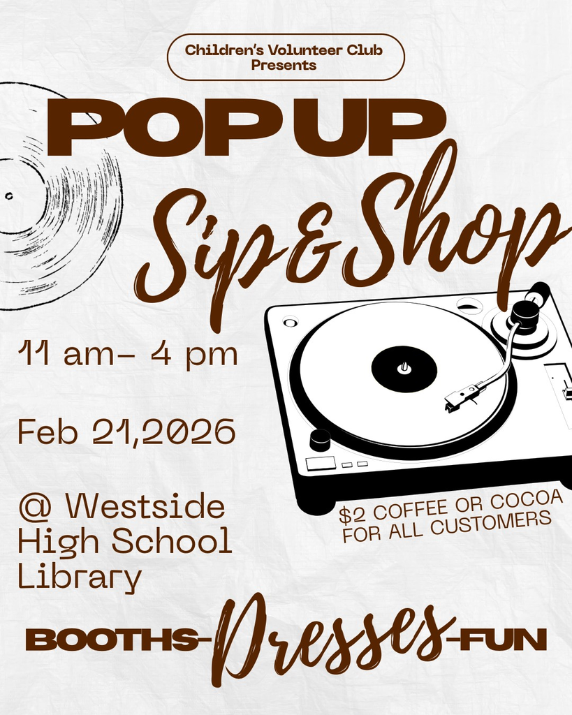 The WHS CVC Club (Children’s Volunteer Club) invites you to their Annual Pop Up Sip & Shop!   Stop by to enjoy hot cocoa or coffee for just $2 while you shop our pop-up store filled with great finds for the whole family.  They’ll be selling donated and consigned Prom, Pageant, and Homecoming dresses — many priced between $15–$85! Plus, clothing for all ages and multiple booths to explore.  💛 All money raised supports Buy a Bed Give a Bed by Gamble Homes.  Bring your friends and family and enjoy a fun day of shopping for a great cause!  ❤️🤍