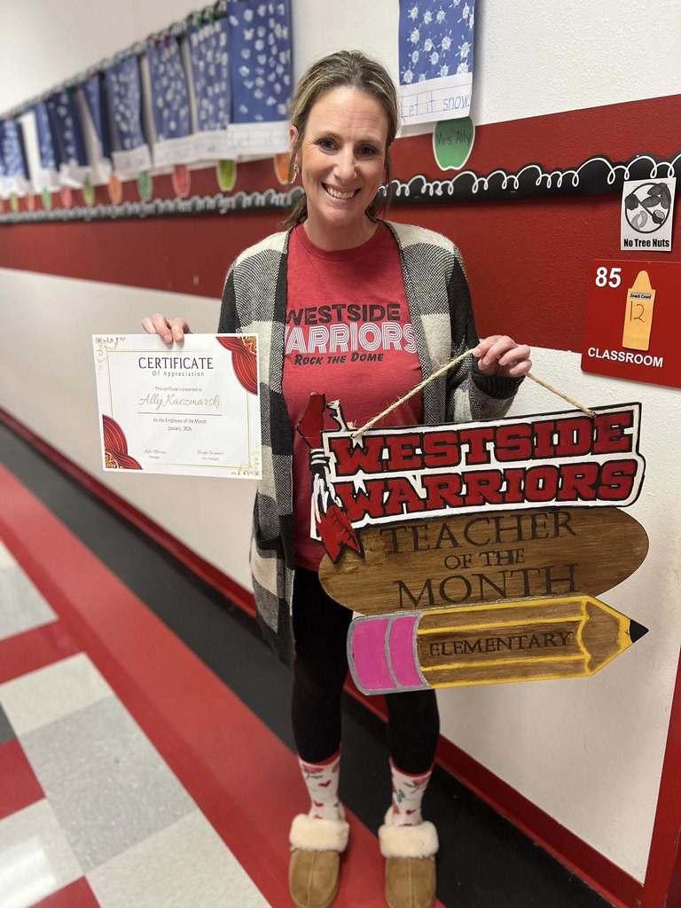 Congratulations to WES Employees of the Month for January! Classified: Jessica Meyers Pruitt Certified: Ally Kaczmarski