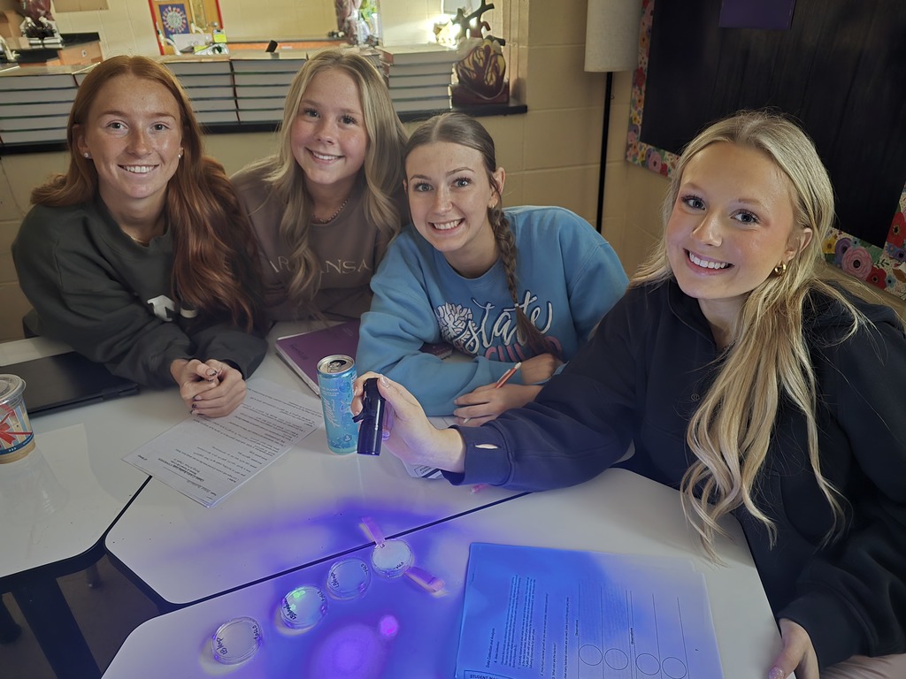 WHS AP Biology students in Ms. Smith’s class recently participated in a biotechnology lab hosted by Dr. Whitney Holden from ASMSA. Students used the pGLO plasmid to genetically modify bacteria, causing it to fluoresce under black light.