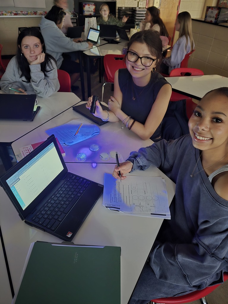 WHS AP Biology students in Ms. Smith’s class recently participated in a biotechnology lab hosted by Dr. Whitney Holden from ASMSA. Students used the pGLO plasmid to genetically modify bacteria, causing it to fluoresce under black light.