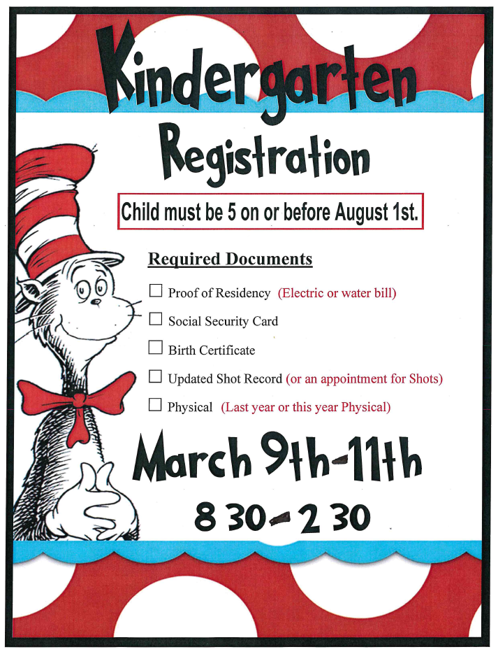 Calling All Future Lil’ Warriors! 📚🎉  Registration for 2026–2027 Kindergarten & Pre-K is just around the corner!  March 9-11th from 8:30a.m. to 2:30 p.m.  We are excited to welcome a new class of Lil’ Warriors to our school family! ❤️🤍  Be sure to check the attached flyers for details on the documents required at registration. For your convenience, links will be available with printable copies of the registration packet.  We can’t wait to meet our newest Warriors and start an amazing year together!  Pre-K Enrollment Packet:  https://5il.co/3tq2a Kindergarten Enrollment Packet:  https://5il.co/3tq2e