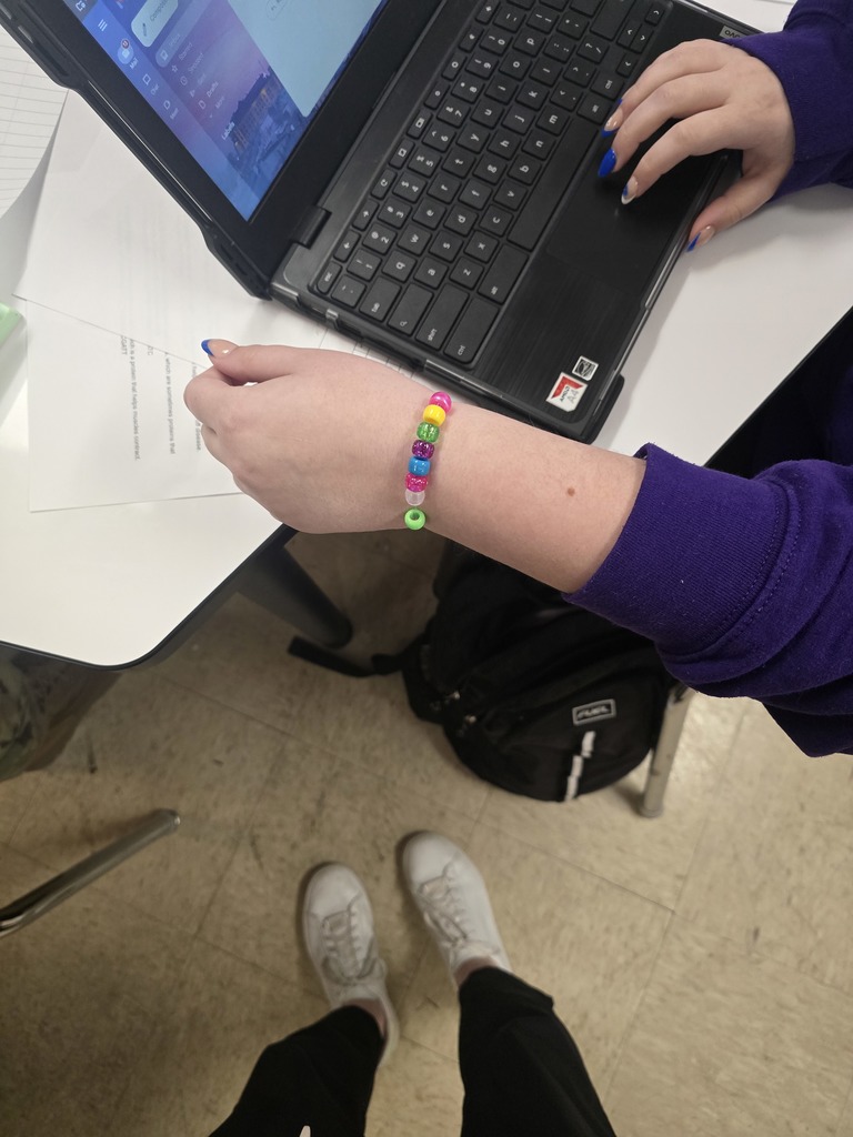Mrs. Smith’s Biology students explored transcription and translation by coding DNA strands into amino acid bracelets and keychains — a creative way to make molecular biology come alive!