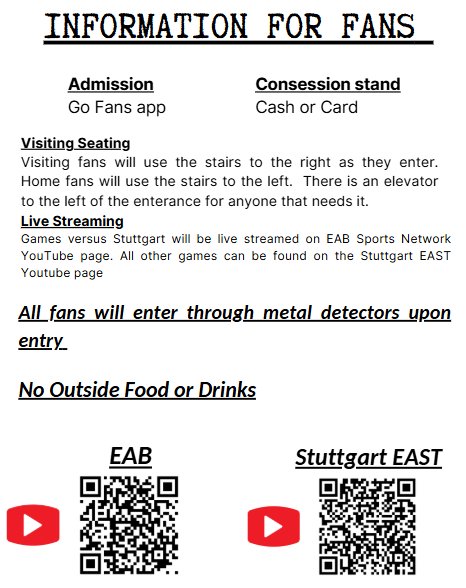 The Lady Warriors are headed to the Regional Basketball Tournament in Stuttgart!  Our Warriors will play on Thursday, February 26th at 7pm vs Southside.  Tickets: All tickets must be purchased online through GoFan at the link below: https://gofan.co/app/school/AAA?school=AR18688 Parking & Fan Information: Please review the attached parking map and fan information to help make your arrival smooth and easy. Live Streaming: Can’t make it in person? Live streaming will be available through the QR code attached in this post.