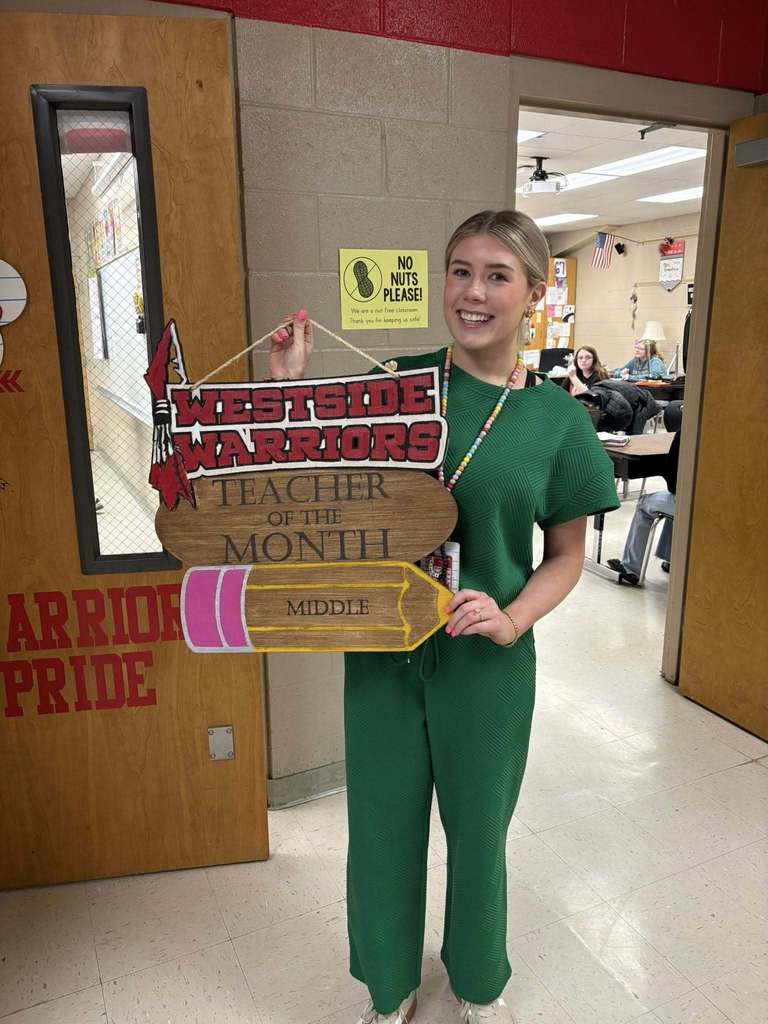 Congratulations to Westside Middle School’s Employees of the Month! Licensed-Erin Nortier Classified-Meghan Brodell