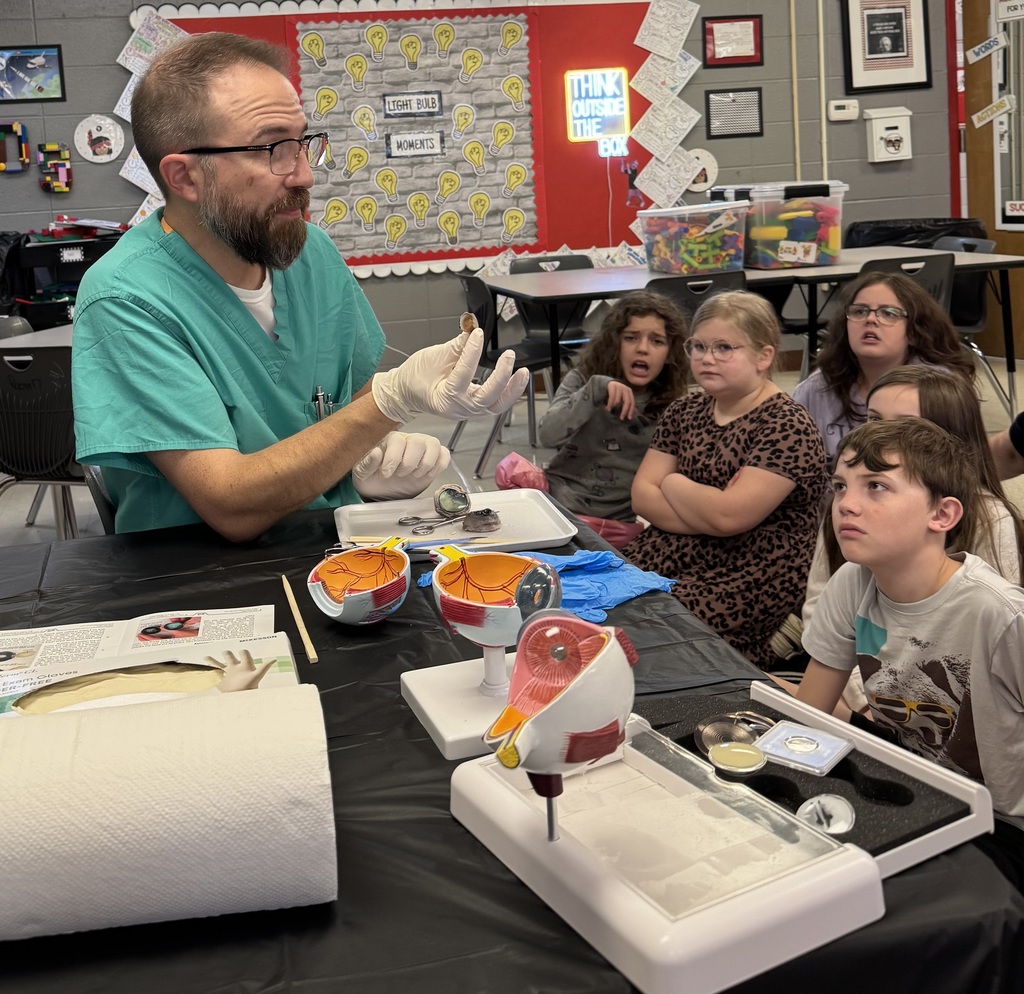 Westside Elementary's 3rd and 4th grade GT classes had the pleasure of hosting Dr. Thomas Nix, who led an incredible dissection of a cow’s eye. Our students got a front-row seat to the inner workings of anatomy, learning exactly how the parts function to help us see the world.  From holding the eye to asking some truly eye-opening questions, these amazing pupils proved they have a sharp focus for science! It was clear they had their eyes on the prize as they explored eye anatomy close.  A huge thank you to Dr. Nix for helping us see biology in a whole new way. We couldn't imagine a better hands-on learning experience! 