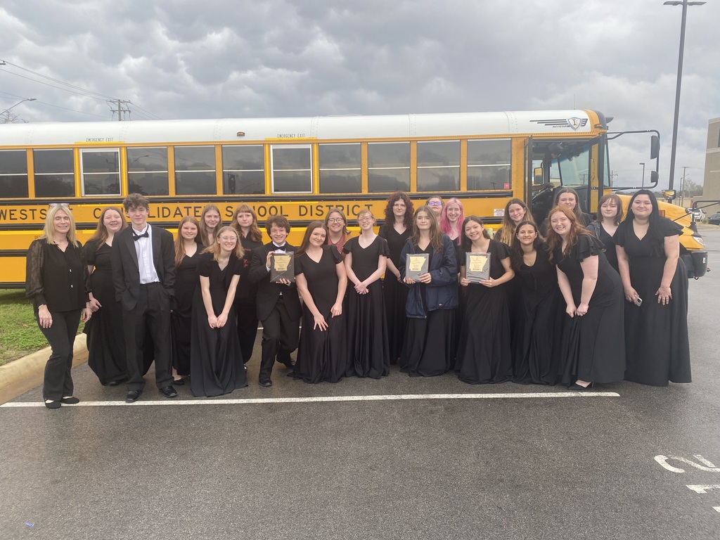 Congratulations to the Westside Choirs for their wonderful performances at Region 1 Choral Performance Assessment yesterday! The J.H. Choir received Superior ratings in both performance and sightreading. The S.H. Concert Choir, Ladies Choir, and Select Mixed Ensemble also received all Superior ratings in both performance and sightreading. The high school choirs are now eligible for Sweepstakes Awards at State next month!
