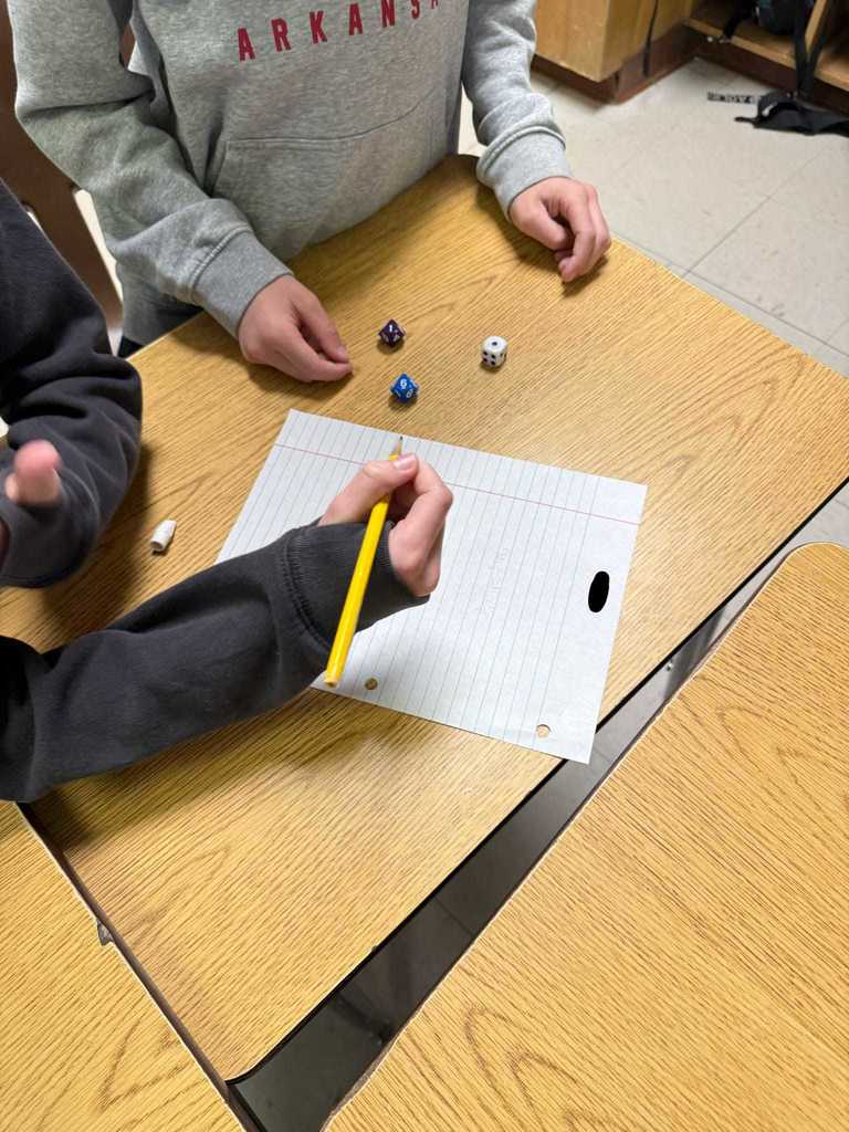 Team work makes the dream work!  🥰❤️🤍 Today,  4th grade students in Ms. Cline's classes got to work in teams using dice to multiply whole numbers by mixed numbers.  They leanred so much from each other and built confidence in skills.  