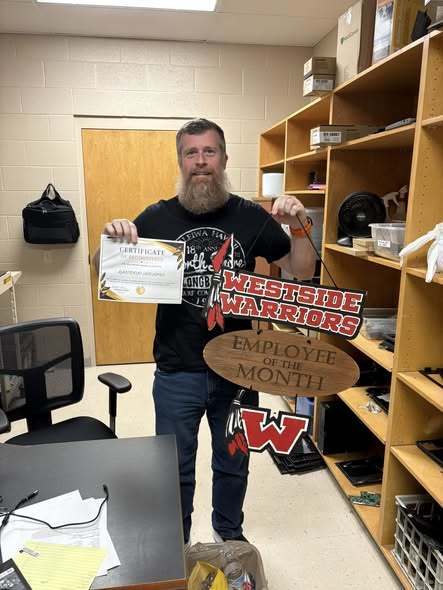 Congratulations to Westside Middle School’s Employees of the Month! Licensed-Stefani Jackson Classified-Landon Adams