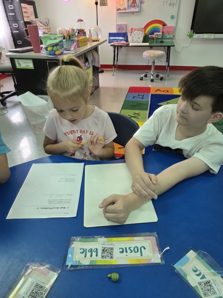 Collaboration is growing at Westside! ❤️🤍  This morning, Mrs. Wilson’s 4th graders joined Mrs. Wolverton’s kindergarten class for a fun and engaging learning experience. Students worked together to practice reading word problems, identify key words, and build their skills in addition and subtraction within 10.  To top it off, each kindergarten student received an Easter egg with a special surprise inside after finishing their work!🥰
