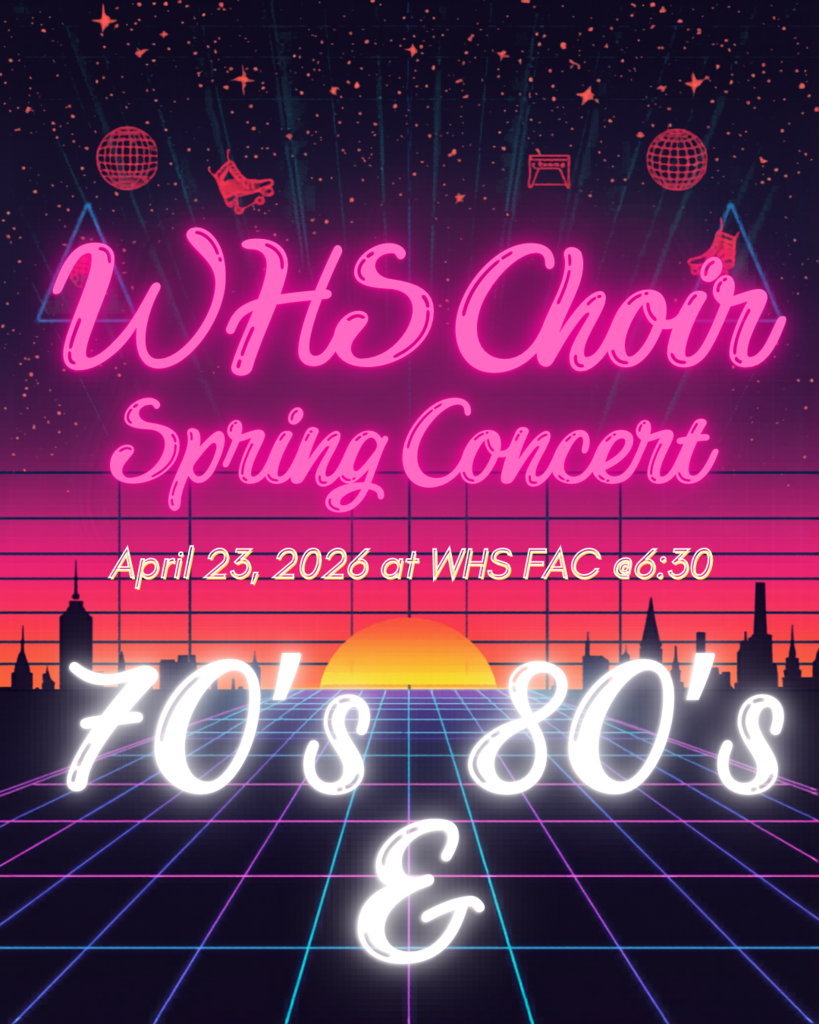 Join us this evening for the WHS Choir Spring Concert at 6:30 PM in the FAC!  Our talented Warriors have been working hard and are ready to share an evening full of great music and energy. You won’t want to miss it!  ❤️🤍