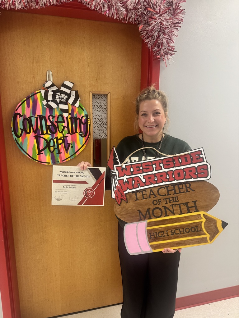 Westside High School Employees of the month of April!  Teacher-Julie Tubbs Classifed Employee-Laura Pittman   Congratulations, Warriors!