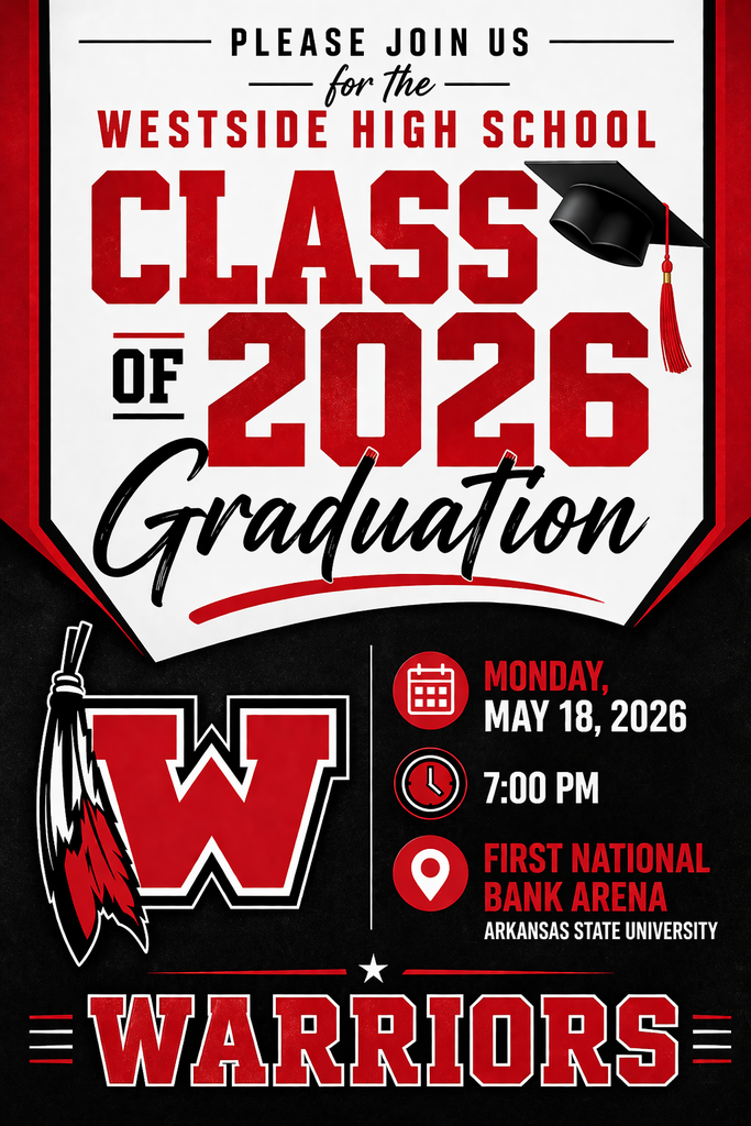  🎓 Today we celebrate the Westside High School Class of 2026! Join us at 7:00 PM at First National Bank Arena as we honor this special group of seniors.  ❤️🤍