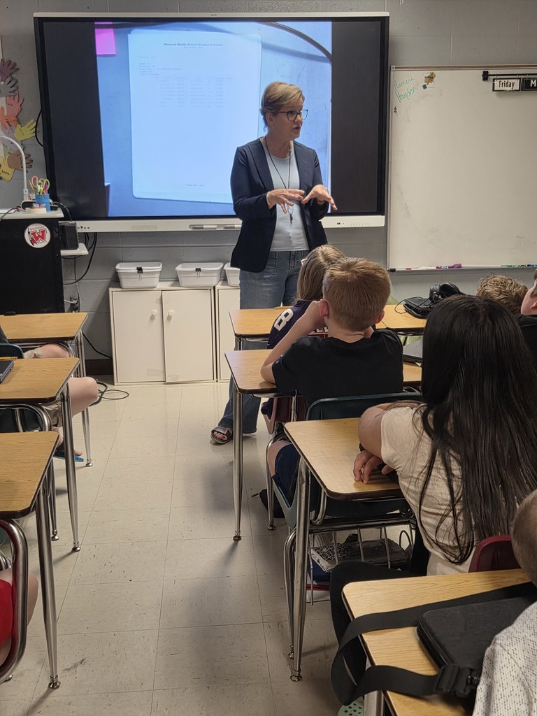 Thank You, Mrs. Rider!   Our 4th grade teachers and students appreciate Mrs. Rider, Westside Middle School Counselor, for taking the time to visit and talk with them about the transition to a new building for 5th grade!  🥰  She shared helpful information about schedules, lockers, and classes for next year—and was a warm, welcoming face as students prepare for this exciting next step in their journey as Warriors.  ❤️🤍