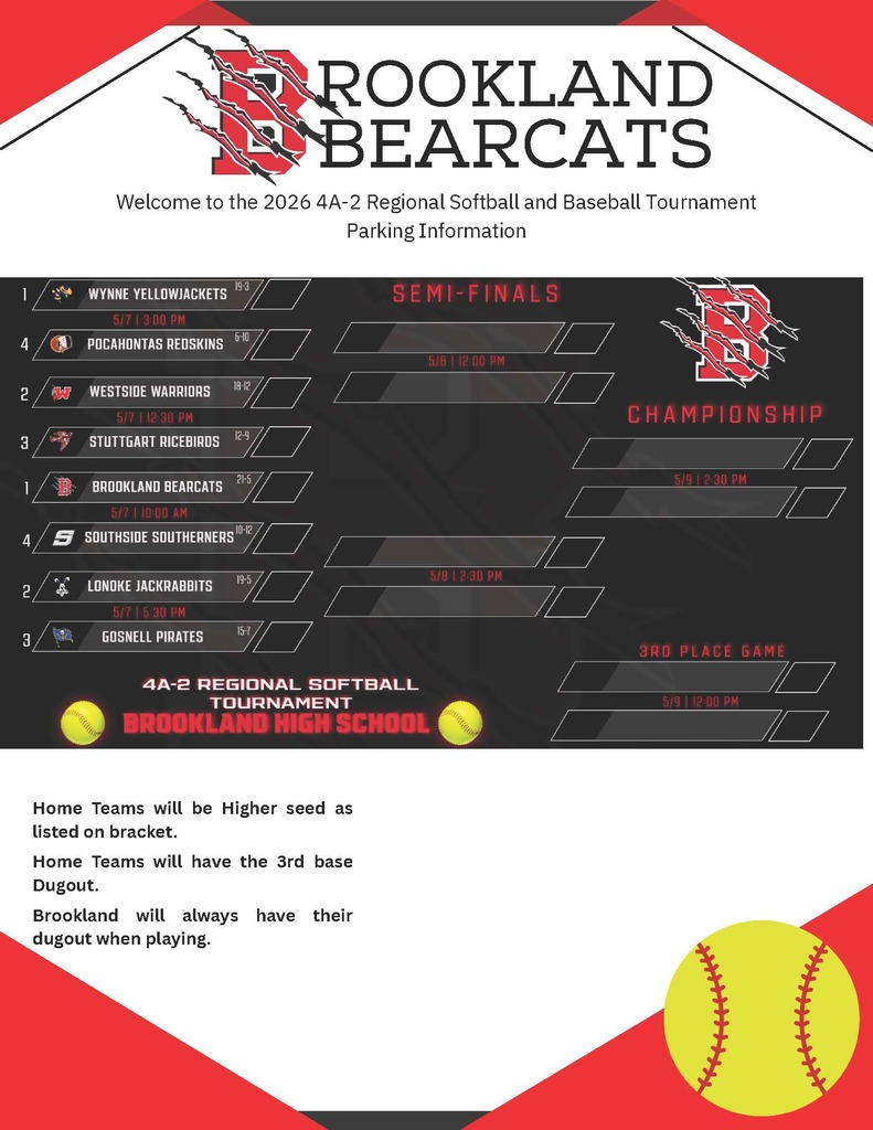 Warrior Softball is headed to the Regional Tournament at Brookland!  Location: Brookland Game Day: Thursday, May 7 Time: 12:30 PM  No cash will be accepted at the gate. All tickets must be purchased online: https://gofan.co/app/school/AAA?activity=Baseball%2CSoftball&school=AR11906  A parking map and tournament bracket are included in this post.  Let’s go support our Lady Warriors!