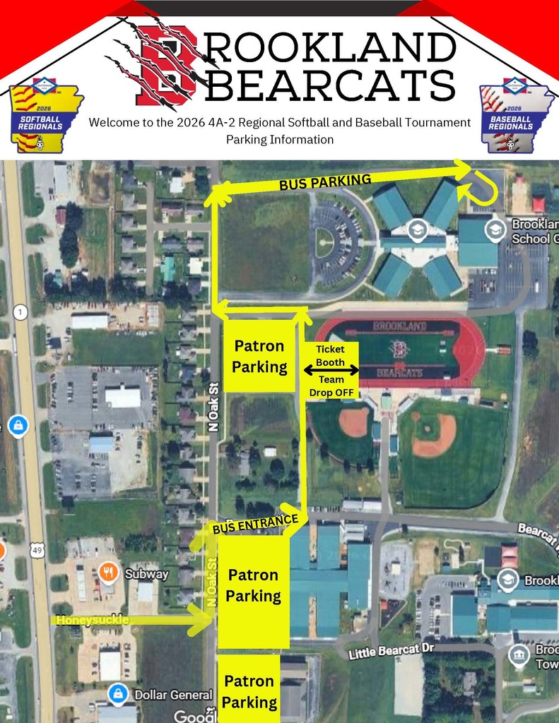 Warrior Softball is headed to the Regional Tournament at Brookland!  Location: Brookland Game Day: Thursday, May 7 Time: 12:30 PM  No cash will be accepted at the gate. All tickets must be purchased online: https://gofan.co/app/school/AAA?activity=Baseball%2CSoftball&school=AR11906  A parking map and tournament bracket are included in this post.  Let’s go support our Lady Warriors!